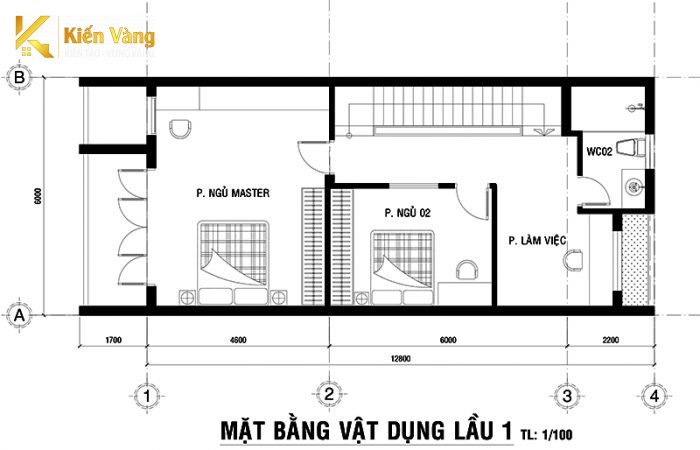 thiết kế nhà 3 tầng 4 phòng ngủ 6x18m