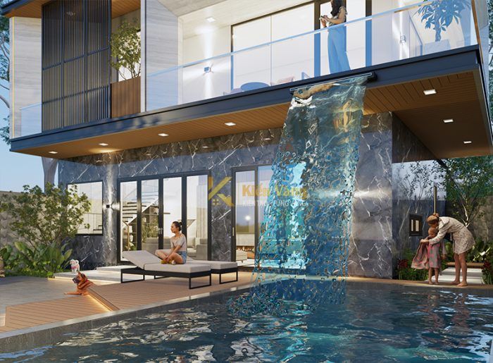 thiết kế villa 2 tầng có hồ bơi