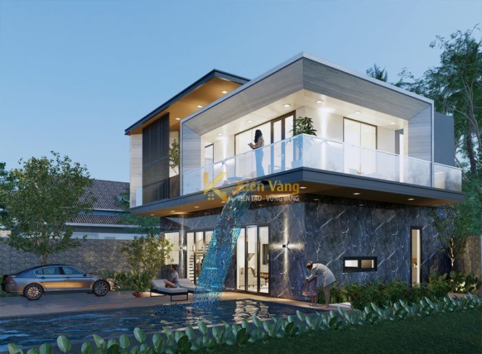 thiết kế villa 2 tầng có hồ bơi